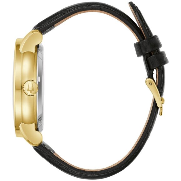 Bulova Men's Classic Automatic Skeleton Black Leather Strap Watch - Picture 4 of 5